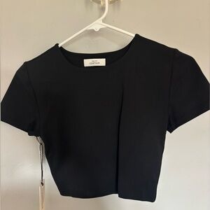 NWG Aritzia Black Fitted Crop Top